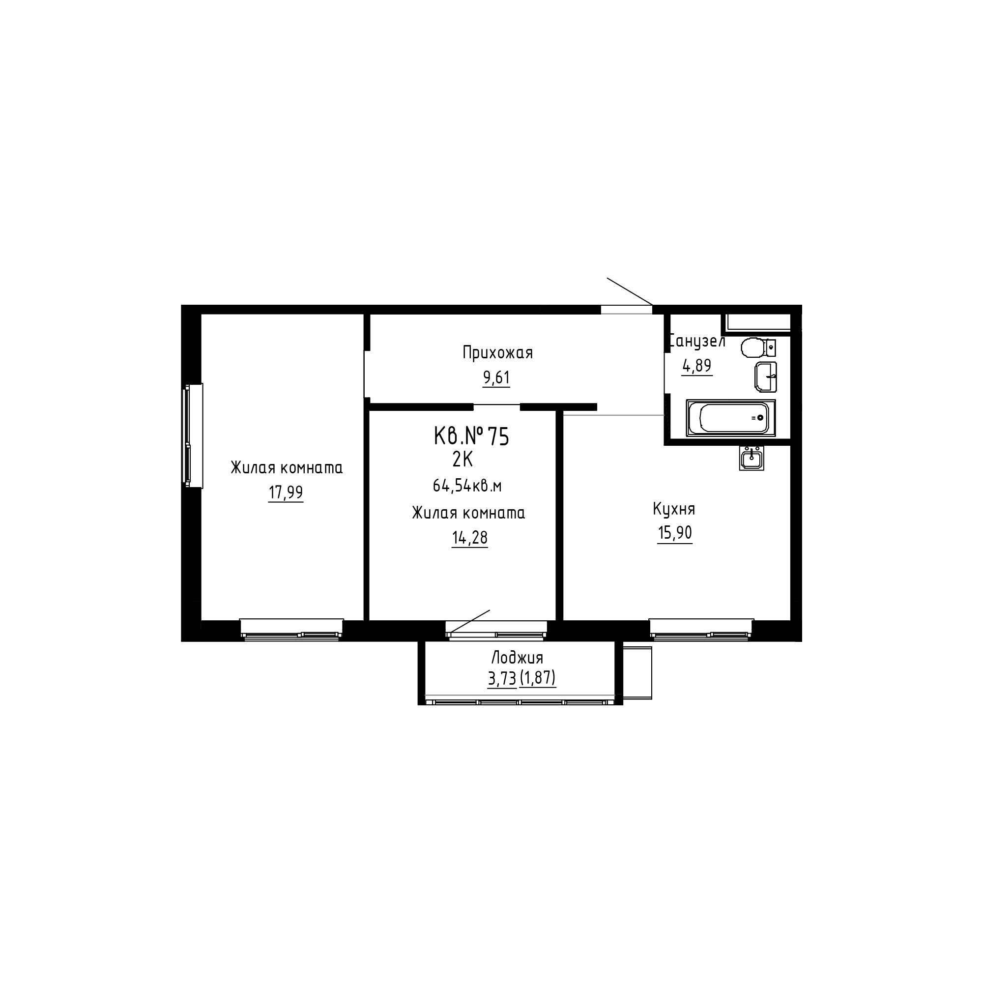 ЖК ДНС Сити (DNS Сити), 2-комн кв 64,54 м2, за 10 493 969 ₽, 7 этаж